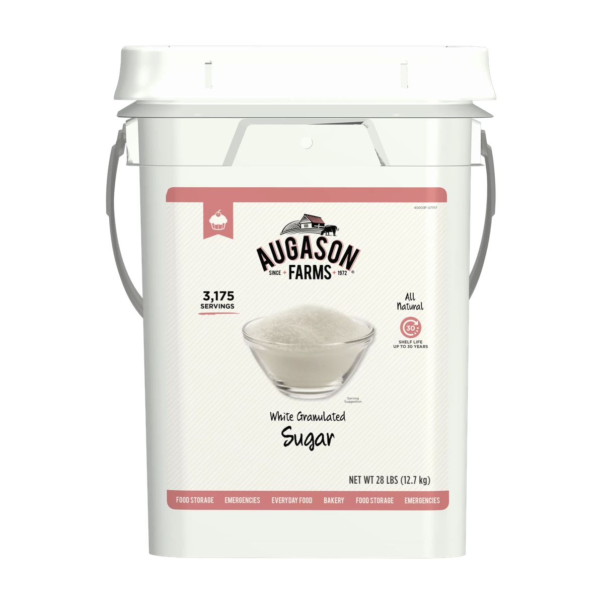 Augason Farms White Granulated Sugar 4-Gallon Pail Food & Food Storage 1 Augason Farms White Granulated Sugar 4-Gallon Pail Food & Food Storage