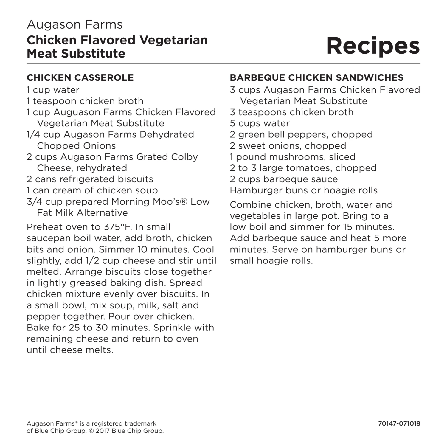 Augason Farms Chicken Flavored Vegetarian Meat Substitute Food & Food Storage 9 Augason Farms Chicken Flavored Vegetarian Meat Substitute Food & Food Storage