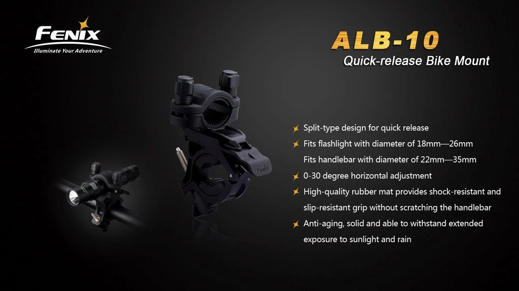 FENIX ALB-10 QUICK-RELEASE BIKE MOUNT Fenix Lights 4 FENIX ALB-10 QUICK-RELEASE BIKE MOUNT Fenix Lights
