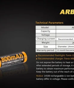 Fenix Lights FENIX ARB-L14 800 14500 LI-ION RECHARGEABLE BATTERY 11 Fenix Lights FENIX ARB-L14 800 14500 LI-ION RECHARGEABLE BATTERY