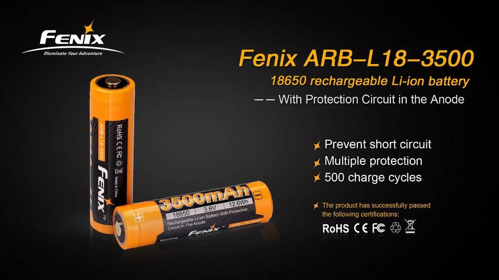 Fenix Lights FENIX ARB-L18 3500 18650 LI-ION RECHARGEABLE BATTERY 2 Fenix Lights FENIX ARB-L18 3500 18650 LI-ION RECHARGEABLE BATTERY