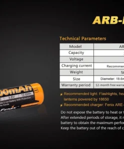 Fenix Lights FENIX ARB-L18 3500 18650 LI-ION RECHARGEABLE BATTERY 14 Fenix Lights FENIX ARB-L18 3500 18650 LI-ION RECHARGEABLE BATTERY