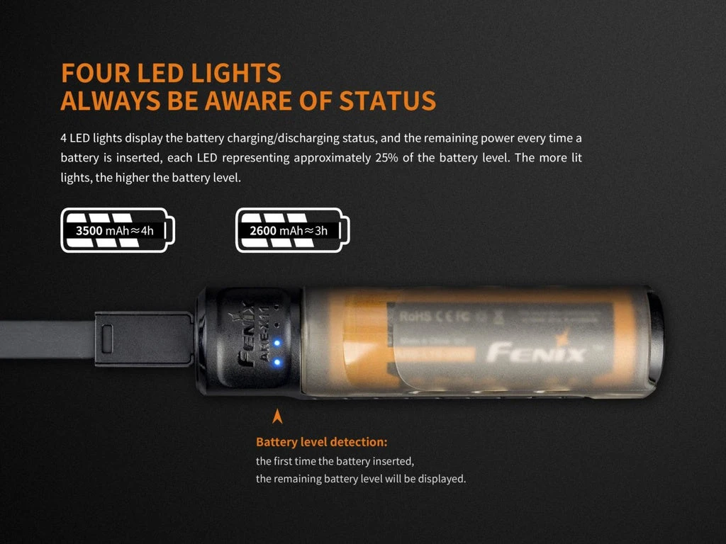 FENIX ARE-X11 SINGLE 18650 BATTERY CHARGING KIT Fenix Lights 5 FENIX ARE-X11 SINGLE 18650 BATTERY CHARGING KIT Fenix Lights