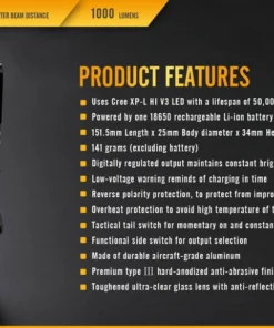 FENIX TK20R 1000 LUMENS RECHARGEABLE FLASHLIGHT