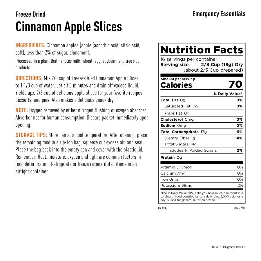 Food & Food Storage Emergency Essentials Freeze Dried Cinnamon Apple Slices - Large Can 3 Food & Food Storage Emergency Essentials Freeze Dried Cinnamon Apple Slices - Large Can