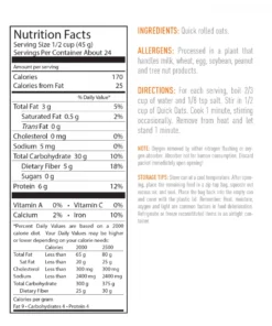 Emergency Essentials Quick Oats Large Can