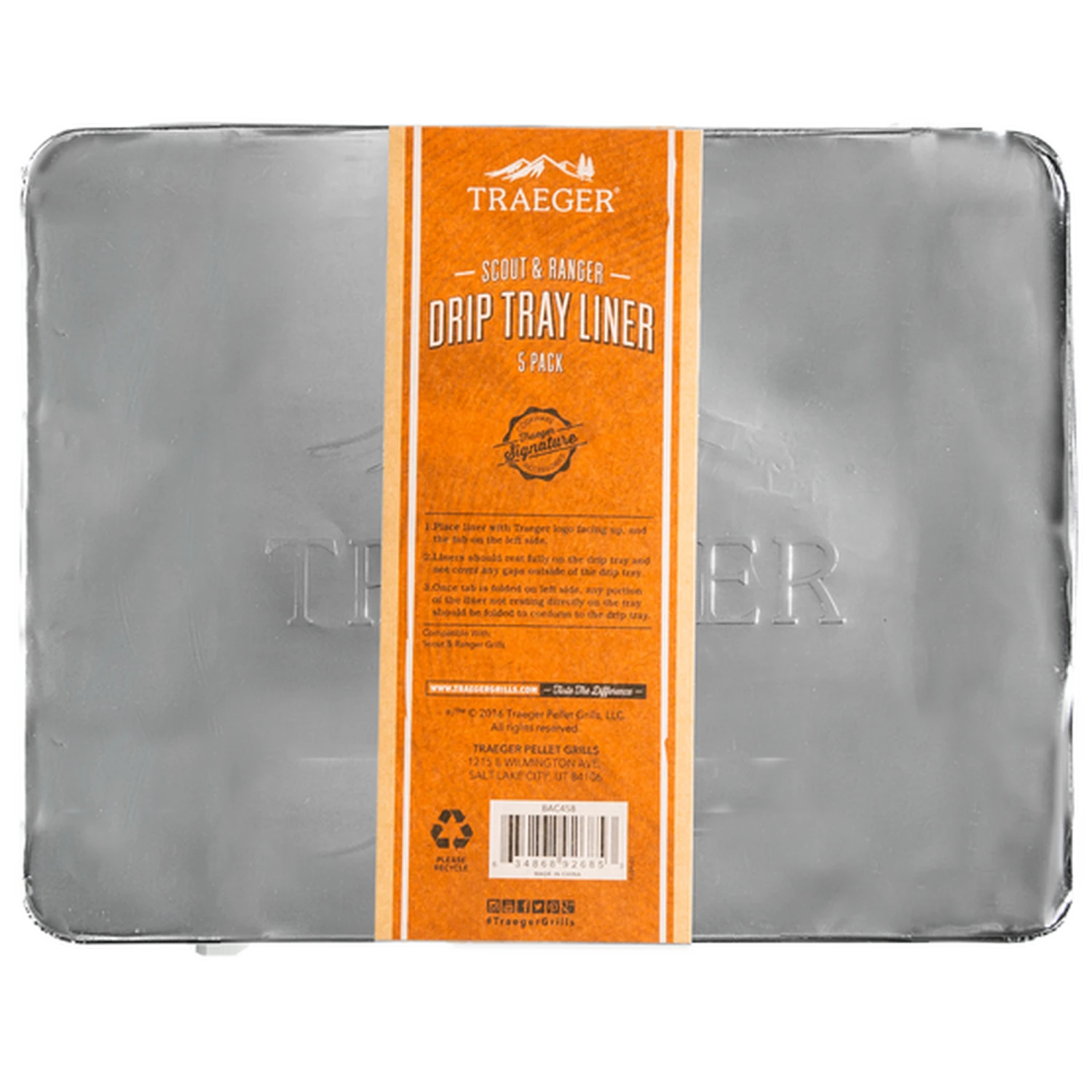 TRAEGER RANGER/SCOUT 5 PACK DRIP TRAY LINER 1 TRAEGER RANGER/SCOUT 5 PACK DRIP TRAY LINER