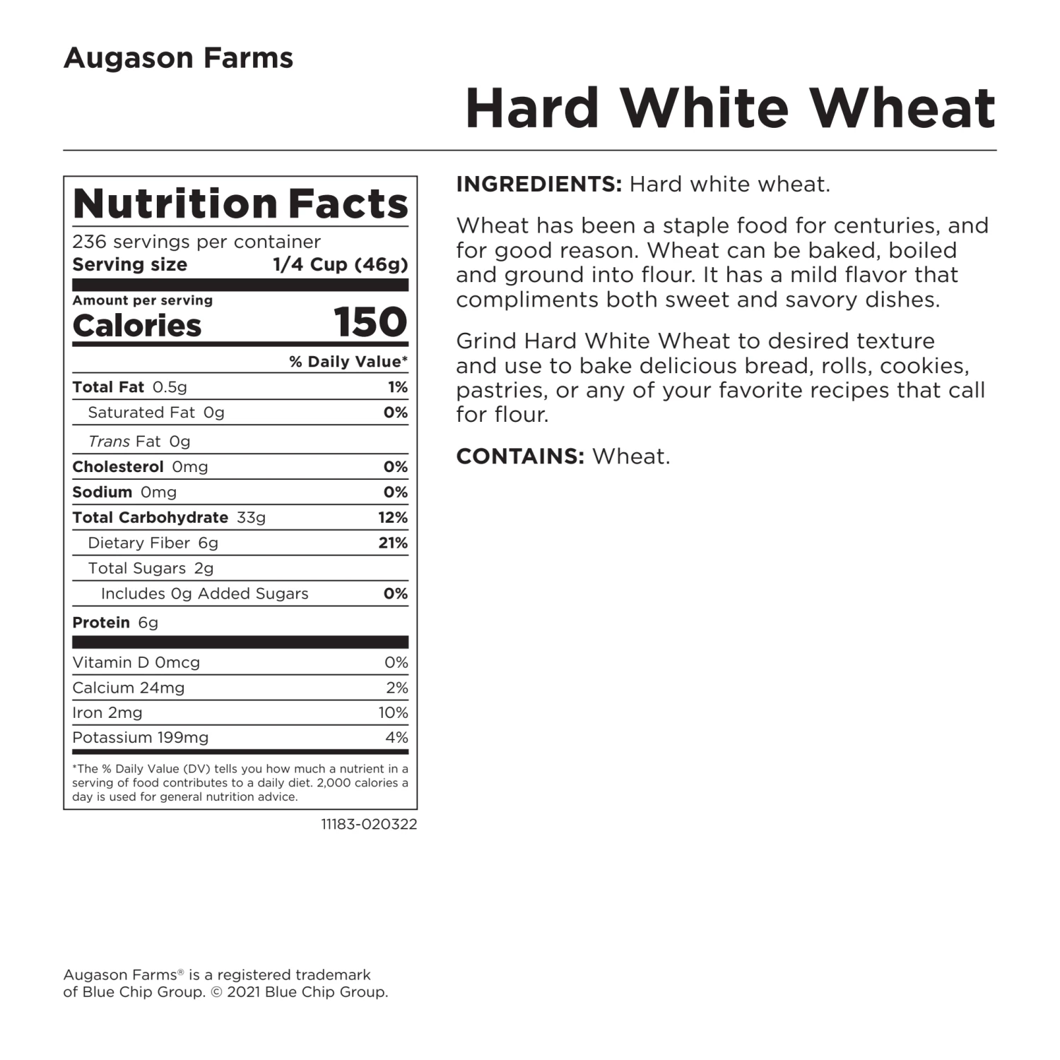 Augason Farms Hard White Wheat 8 Augason Farms Hard White Wheat