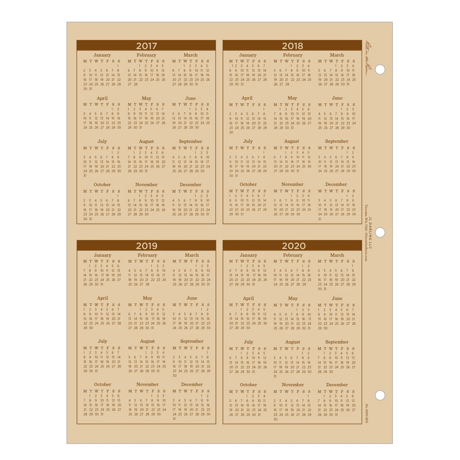 Rite In The Rain Weatherproof Daily Calendar Set 8.5 In. X 11 In. Waterproof Notebooks 4 Rite In The Rain Weatherproof Daily Calendar Set 8.5 In. X 11 In. Waterproof Notebooks