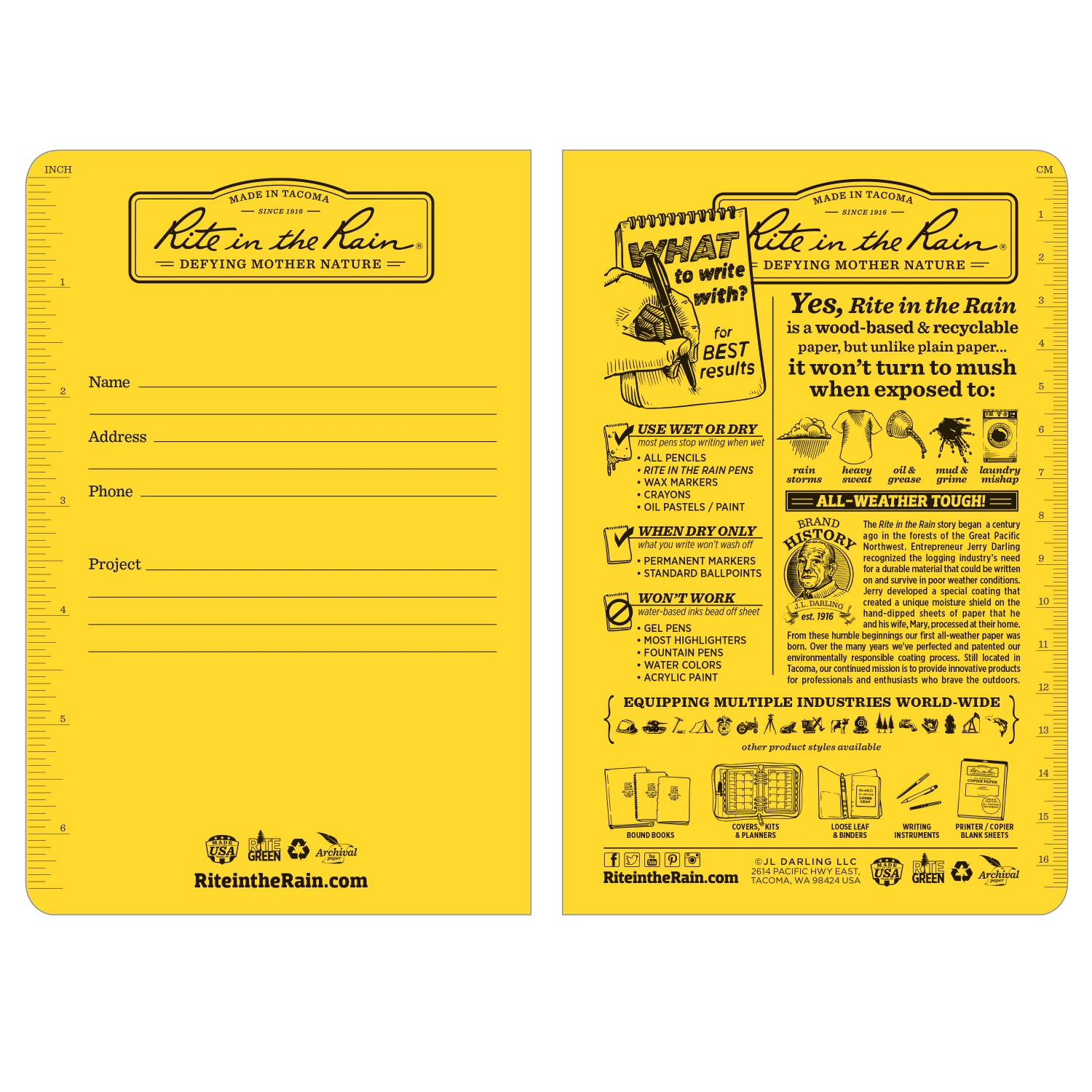 Rite In The Rain Weatherproof Stapled Pattern Notebook, 4.625 In. X 7 In. - 3 Pack Books, Binders & Notepads 3 Rite In The Rain Weatherproof Stapled Pattern Notebook, 4.625 In. X 7 In. - 3 Pack Books, Binders & Notepads