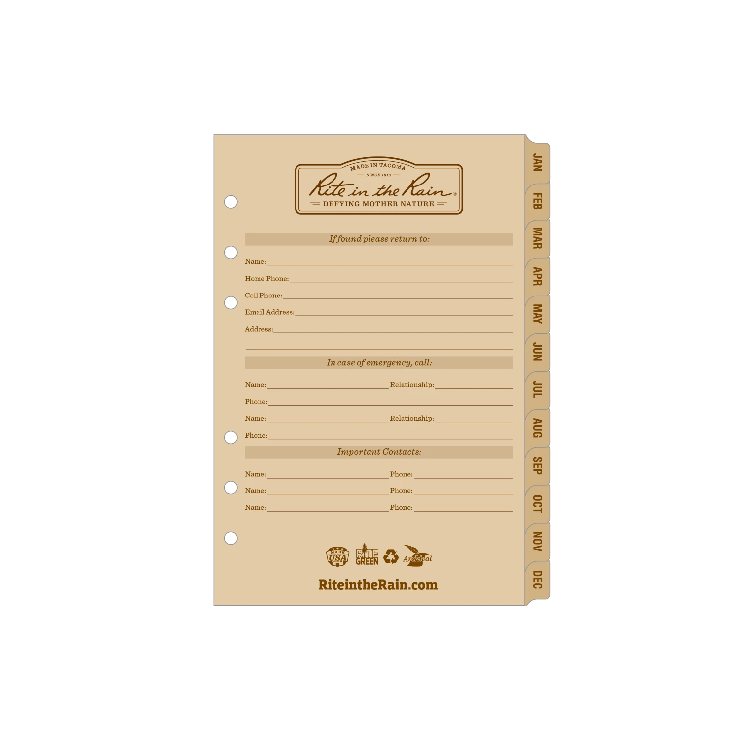 Rite In The Rain Weatherproof Daily Calendar Set, 5 In. X 7 In. 2 Rite In The Rain Weatherproof Daily Calendar Set, 5 In. X 7 In.