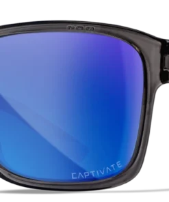 Wiley X Trek Sunglasses - Gloss Crystal Dark Grey Frame With Captivate Polarized Blue Mirror Lenses Gear