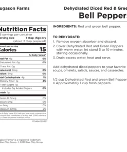 Augason Farms Dehydrated Diced Red & Green Bell Peppers 17 Augason Farms Dehydrated Diced Red & Green Bell Peppers